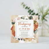 Vierkante Herfst Floral Burnt Oranje Thanksgiving Kaart (Staand voorkant)