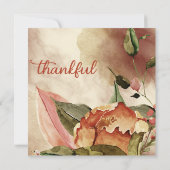 Vierkante Herfst Floral Burnt Oranje Thanksgiving Kaart (Achterkant)