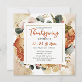 Vierkante Herfst Floral Burnt Oranje Thanksgiving Kaart