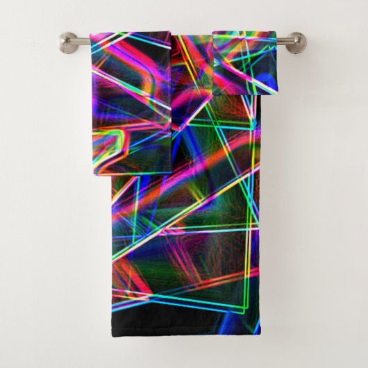 Vierkante hoeken en kleurrijke neonvlekken bad handdoek (Insitu)