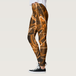 Vierkante hoeken en 'neon'-oranje vlekken leggings