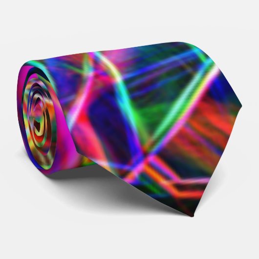 Vierkante hoeken en neonkleurige vlekken stropdas (Opgerold)