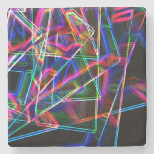 Vierkante hoeken in lijn en neonkleurig stenen onderzetter (Voorkant)