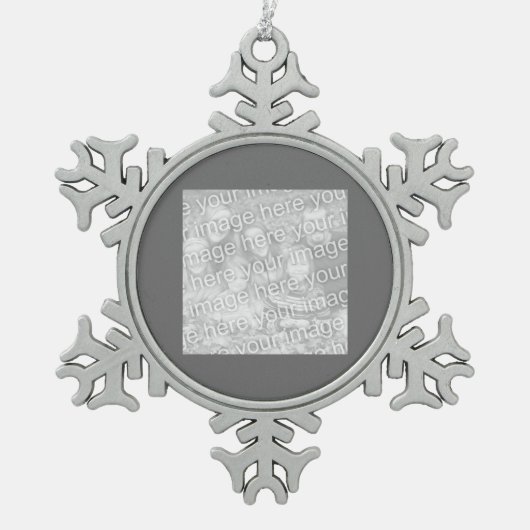 Vierkante houtskool rand foto tin sneeuwvlok ornament (Voorkant)