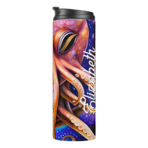 Vierkante inktvis van het Zee Octopus Ocean met do Thermosbeker
