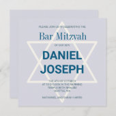 Vierkante Joodse ster Bar Mitswa Uitnodiging - bla (Voorkant / Achterkant)