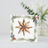 Vierkante kaart met vintage sterornament (Staand voorkant)