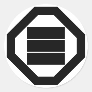 Vierkante kanji-tekens voor drie in Oshiki Ronde Sticker