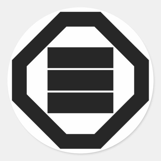 Vierkante kanji-tekens voor drie in Oshiki Ronde Sticker (Voorkant)