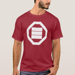 Vierkante kanji-tekens voor drie in Oshiki T-shirt