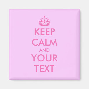 Vierkante Keep calm-magneet met roze letters Magneet