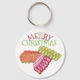 Vierkante kerst Klassic Ribbon Hard Snoep Holiday Sleutelhanger