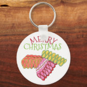 Vierkante kerst Klassic Ribbon Hard Snoep Holiday Sleutelhanger (Voorkant)