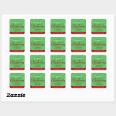 Vierkante Kerst stickers (groen) (Vel)