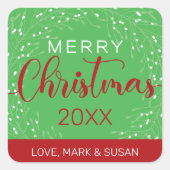 Vierkante Kerst stickers (groen) (Voorkant)