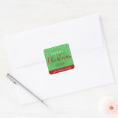 Vierkante Kerst stickers (groen) (Envelop)