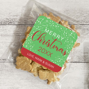 Vierkante Kerst stickers (groen)