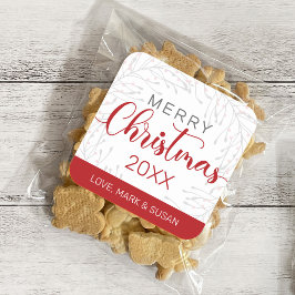 Vierkante Kerst stickers (wit)