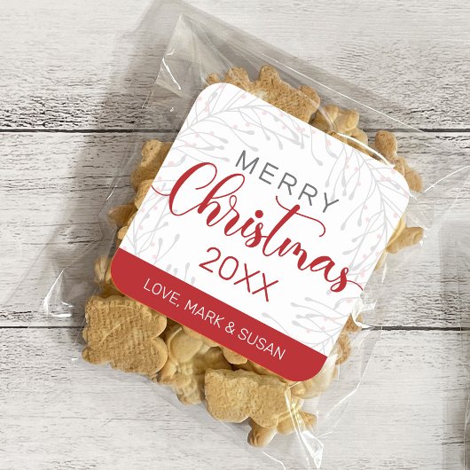 Vierkante Kerst stickers (wit)