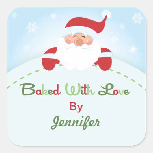 Vierkante Kerstmis Santa Baking label Stickers (Voorkant)