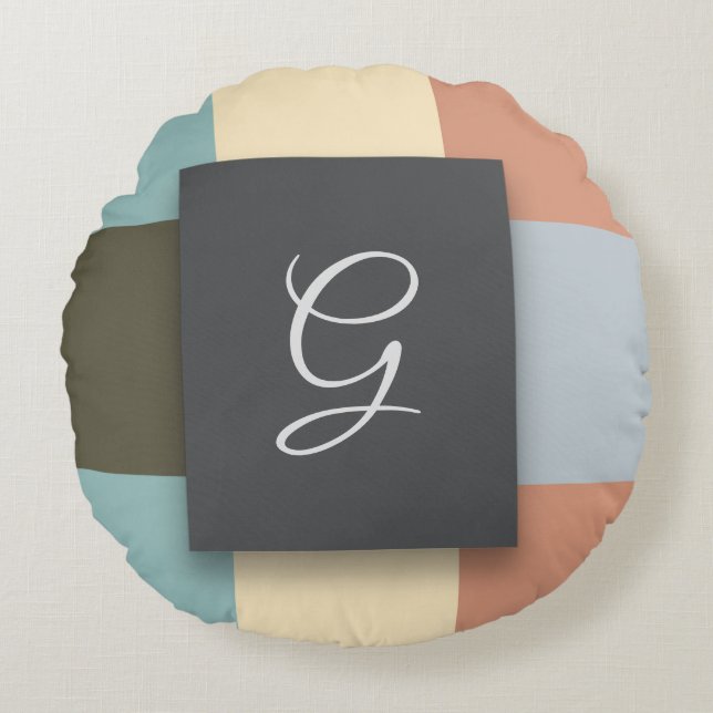 Vierkante kleuren rond kussen (Voorkant)