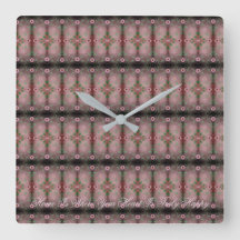 Vierkante klok met roze Floral patroon