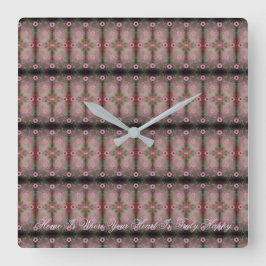 Vierkante klok met roze Floral patroon