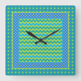 Vierkante klok: Mix'n Match Chevrons en Polka Dots Klok