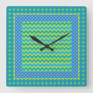 Vierkante klok: Mix'n Match Chevrons en Polka Dots Klok
