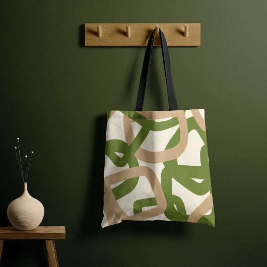 Vierkante Knoop Olijfgroen Tote Bag