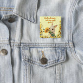 Vierkante knop | Knuffelkonijn met zonnebloem Button 5,1 Cm (In situ)