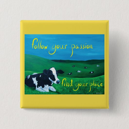 Vierkante knop (koe) button 5,1 cm (Voorkant)