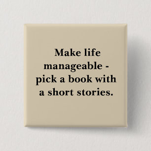 Vierkante knop met quote over het leven button 5,1 cm