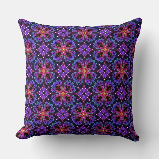 Vierkante kussen Jimette Design blauw fuchsia paar (Voorkant)