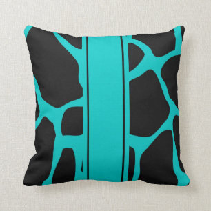 Vierkante kussen Teal blauw aqua zwart dier koe