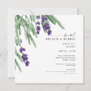 Vierkante Lavendel Bruids Brunch & Bubbly Douche Kaart