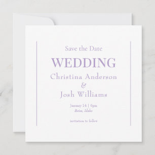 Vierkante Lavendel Wedding Save the Date Kaart