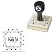 Vierkante Lijn Kunst Hart Initiaal Logo Trouwen Rubberstempel (Gestempeld)