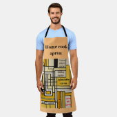 Vierkante lijn met geel patroon - schort (Gedragen)