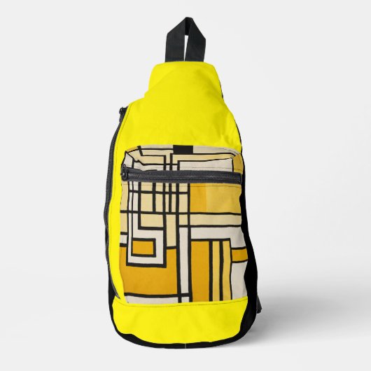 Vierkante lijn met geel patroon - sling bag (Voorkant)