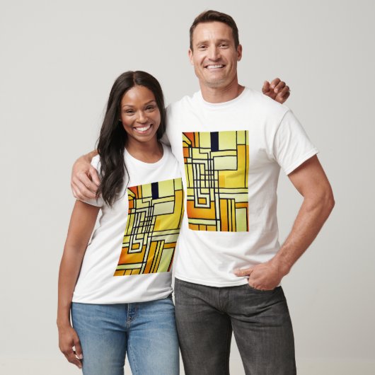 Vierkante lijn met geel patroon - t-shirt (Unisex)