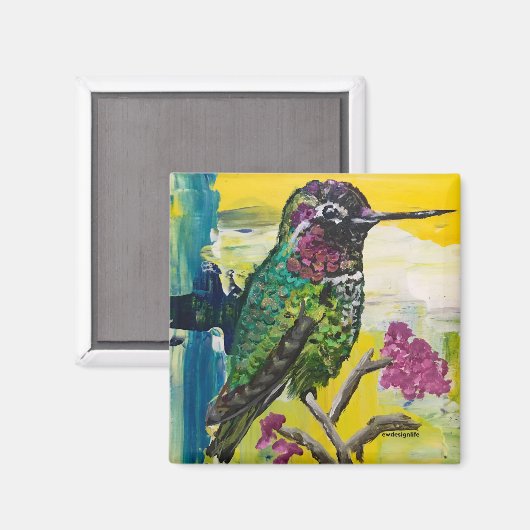Vierkante magneet - kolibrie (Voorkant / Achterkant)