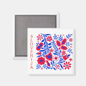 Vierkante magneet met Sloveens siermotief (Voorkant / Achterkant)