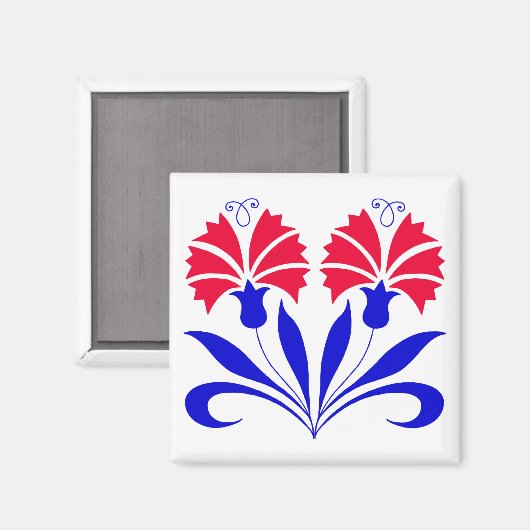 Vierkante magneet met Sloveense anjers (Voorkant / Achterkant)