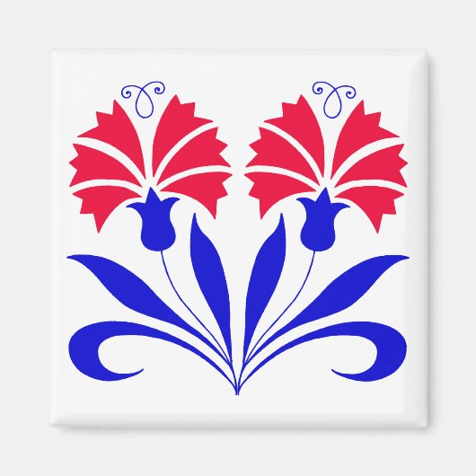 Vierkante magneet met Sloveense anjers (Voorkant)