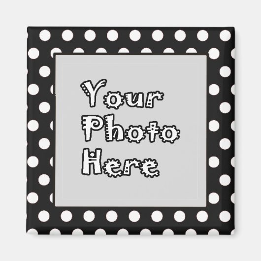 Vierkante magneet-zwart & witte polka dot magneet (Voorkant)