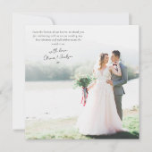 Vierkante minimalistische foto bruiloft bedankkaart (Voorkant)