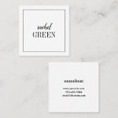 Vierkante minimalistische kaart visitekaartje (Voorkant / Achterkant)