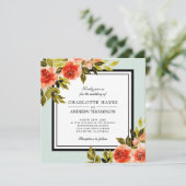 Vierkante Mint Groene Waterverf Rozen Bloemenbruil Kaart (Staand voorkant)