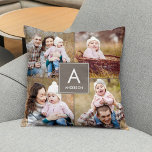 Vierkante Monogram Custom Photo Sierkussen<br><div class="desc">Verkrijgbaar in verschillende kleuren! Aangepaste kleur beschikbaar op aanvraag. Ontworpen door Berry Berry Sweet {www.berryberrysweet.com}</div>